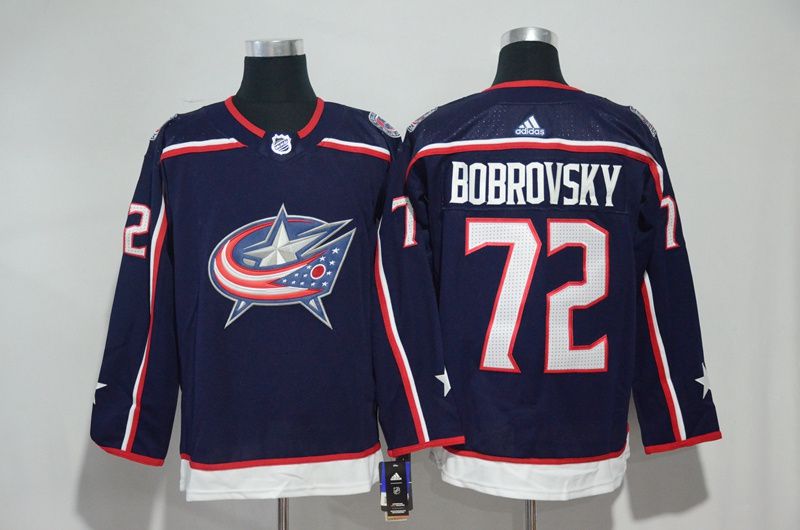 Men Columbus Blue Jackets 72 Bobrovsky Blue Hockey Stitched Adidas NHL Jerseys